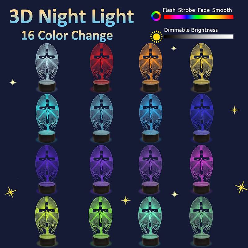 3D Effect Lamp With Jesus Engraved