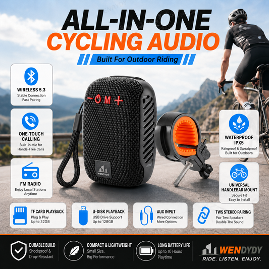 🚴♂️🎵 Waterproof Bike Bluetooth Speaker – IPX5, TWS stereo, hands‑free calls. Secure mount, 70m range. Ride with beats! 🔊✨