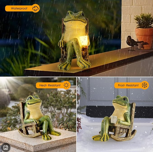 Solar Frog Rocking Chair Ornament