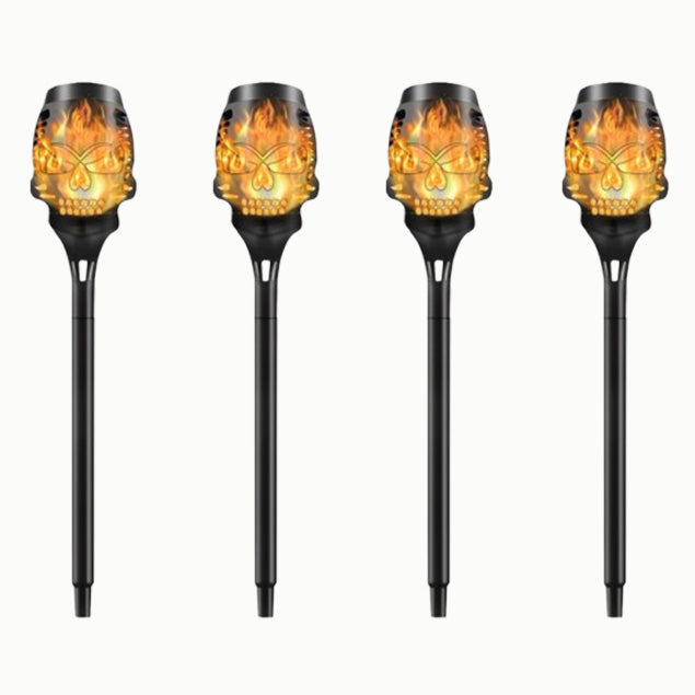 🔥Halloween Hot Sale💀Spooky Skulls Solar Torch Flame Lights👿
