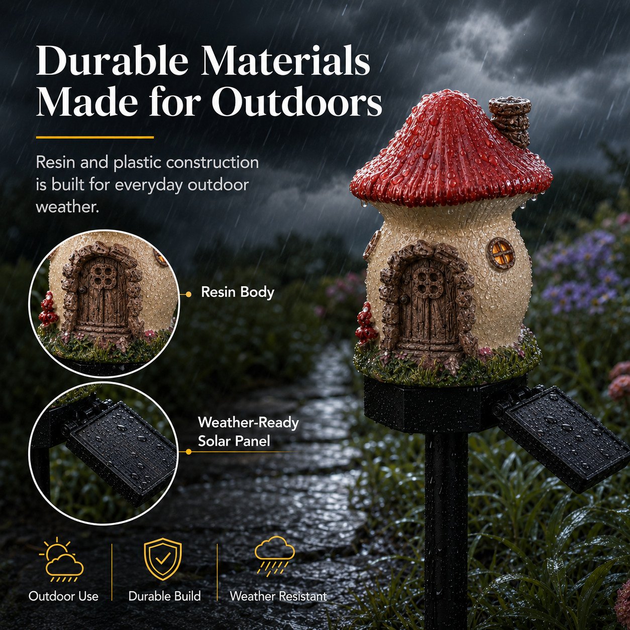 🌙🏡Solar Fairy-Tale Mushroom Cottage Garden Light