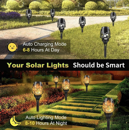 🔥Halloween Hot Sale💀Spooky Skulls Solar Torch Flame Lights👿