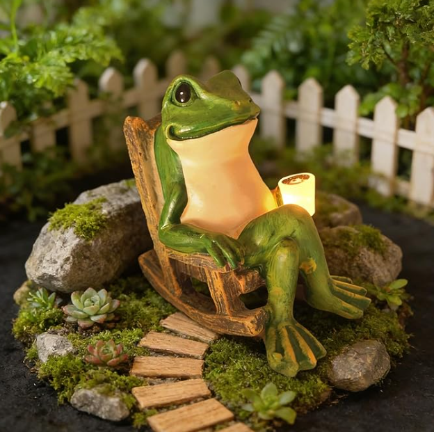 Solar Frog Rocking Chair Ornament