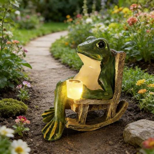 Solar Frog Rocking Chair Ornament
