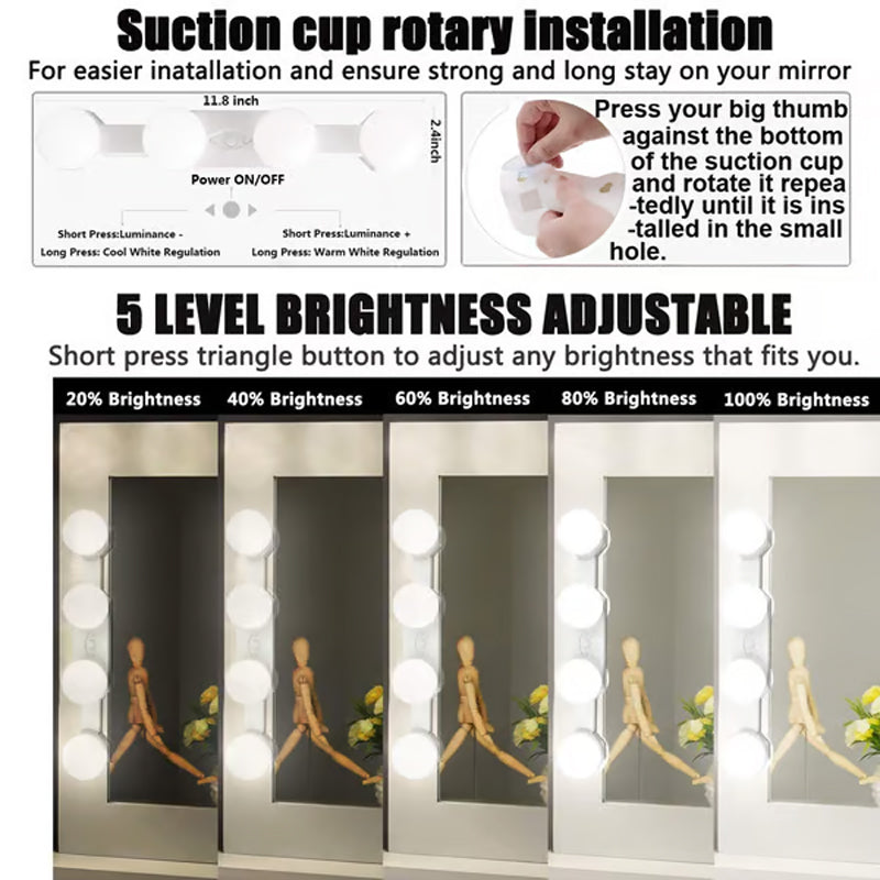 Portable LED Makeup Light with Suction Cup