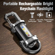 🔦💡 Keychain Flashlight – LED+COB dual light, 7 modes for every need. Ultra-light 29g – clip it on your keys or jacket. Never be caught in the dark again – safe walks, every time! 🚶✅