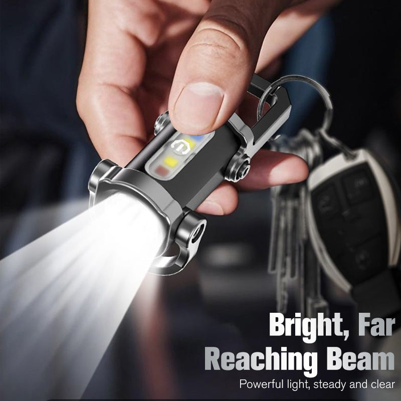 🔦💡 Keychain Flashlight – LED+COB dual light, 7 modes for every need. Ultra-light 29g – clip it on your keys or jacket. Never be caught in the dark again – safe walks, every time! 🚶✅