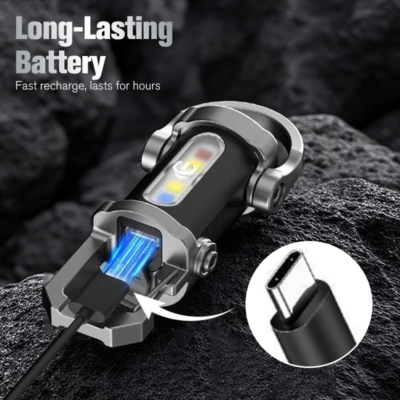 🔦💡 Keychain Flashlight – LED+COB dual light, 7 modes for every need. Ultra-light 29g – clip it on your keys or jacket. Never be caught in the dark again – safe walks, every time! 🚶✅