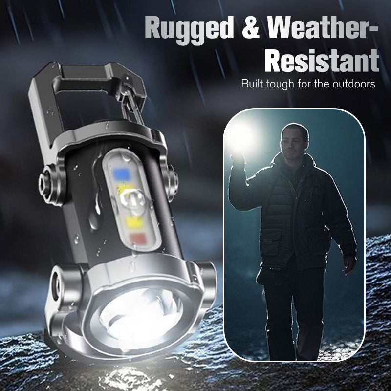 🔦💡 Keychain Flashlight – LED+COB dual light, 7 modes for every need. Ultra-light 29g – clip it on your keys or jacket. Never be caught in the dark again – safe walks, every time! 🚶✅