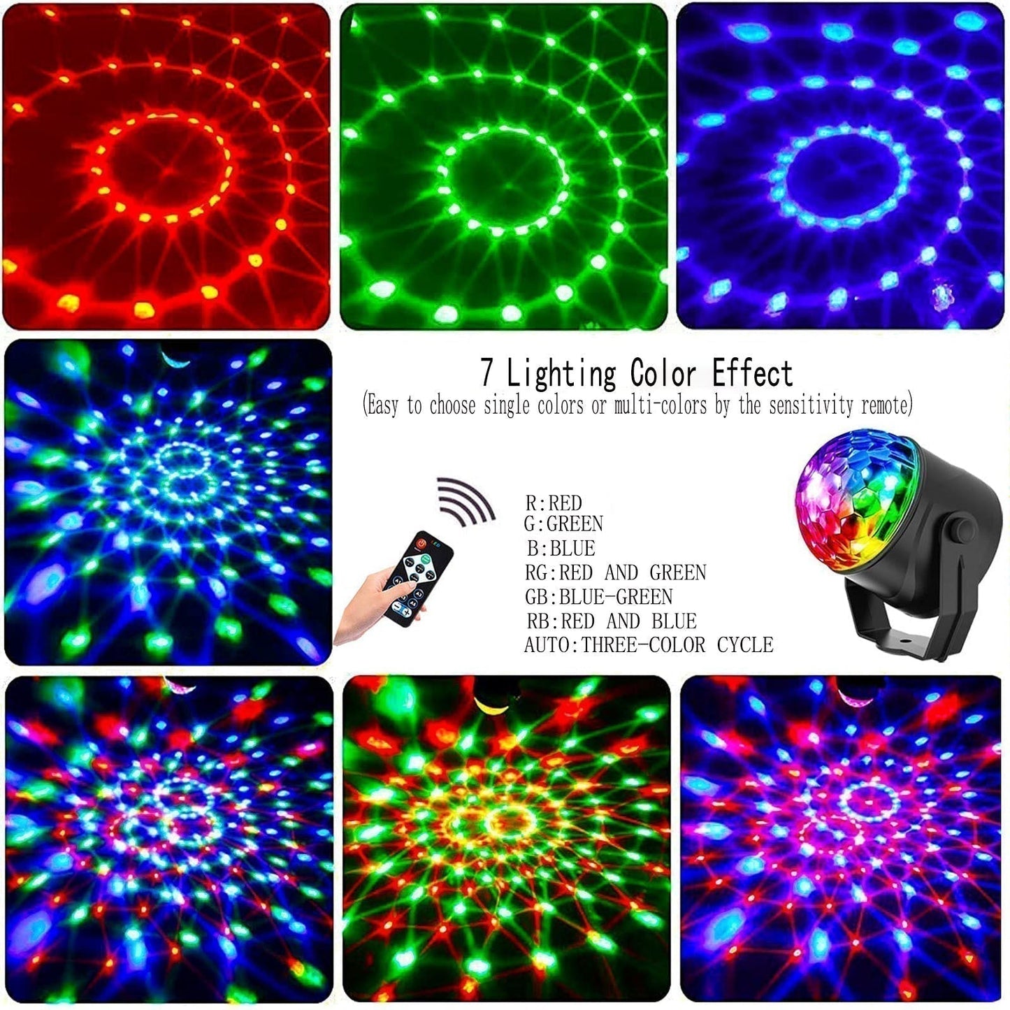 🎄 Colorful Rotating Magic Disco Ball Light