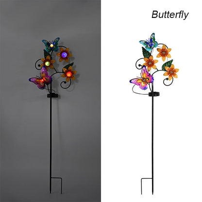 Colorful Butterfly & Flower Outdoor Solar Garden Light