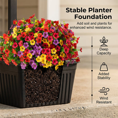 Outdoor Solar Garden Light with Planter Base – Vintage Warm Glow, All-Weather Iron Design & Dual Function 🌸🌙