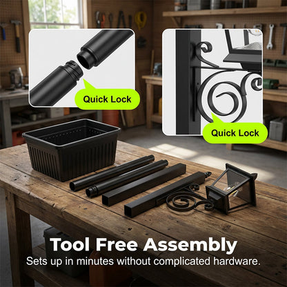 Outdoor Solar Garden Light with Planter Base – Vintage Warm Glow, All-Weather Iron Design & Dual Function 🌸🌙