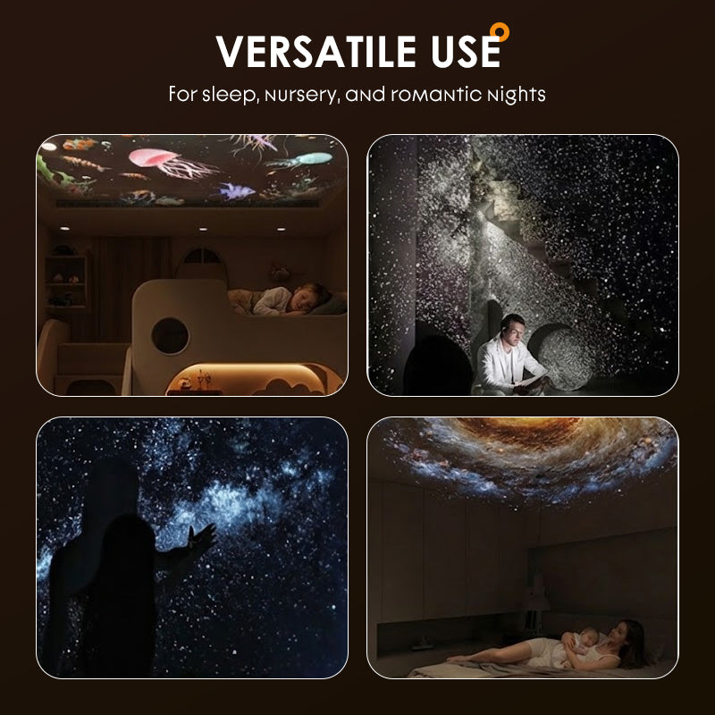 🔭Starry Sky Projector – 2-in-1 Galaxy Light & Warm Night Lamp – USB Powered & Interchangeable Films 🌌