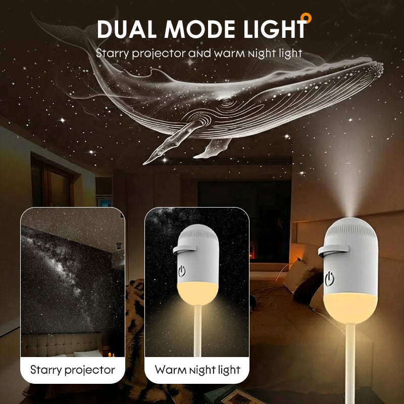 🔭Starry Sky Projector – 2-in-1 Galaxy Light & Warm Night Lamp – USB Powered & Interchangeable Films 🌌