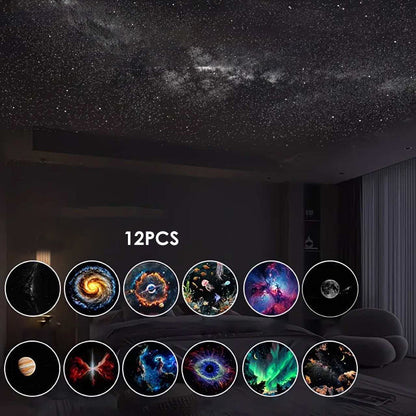 🔭Starry Sky Projector – 2-in-1 Galaxy Light & Warm Night Lamp – USB Powered & Interchangeable Films 🌌