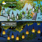 New IP65 Solar LED String Lights, flame-style, waterproof, for outdoor use, with sensor, for gardens, courtyards and camping, 360° beam angle