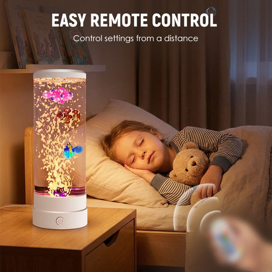 🐟💧 LED Fish Aquarium Bubble Lamp – 7-Color LED & Remote Control – USB/Battery Powered & Zen Ambience 🏠