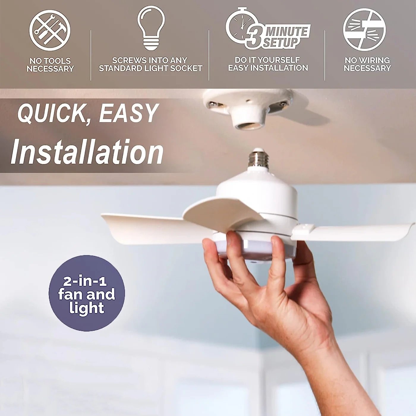 🔥2-IN-1 PORTABLE CEILING FAN & LIGHT with Remote Control