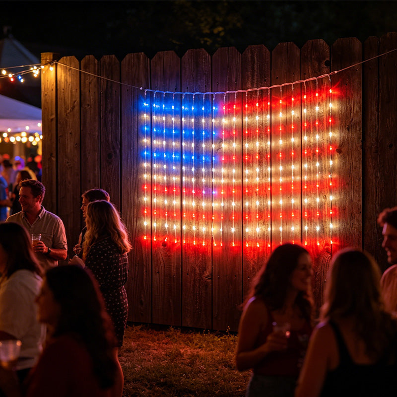 ✨ Patriotic Flag Net Lights – USB, Waterproof, 50,000-Hour ✨