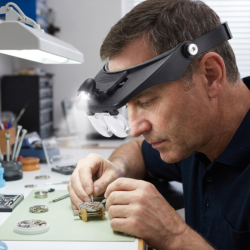 LED Headband Magnifier with 4 Lenses