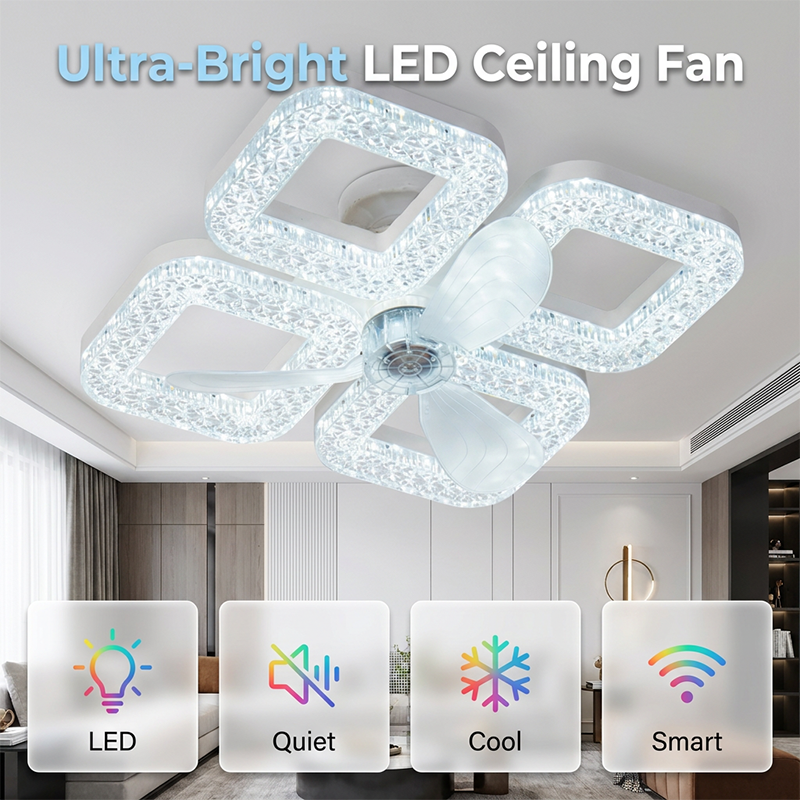 Modern LED Ceiling Fan with Light & Remote