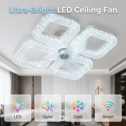 Modern LED Ceiling Fan with Light & Remote