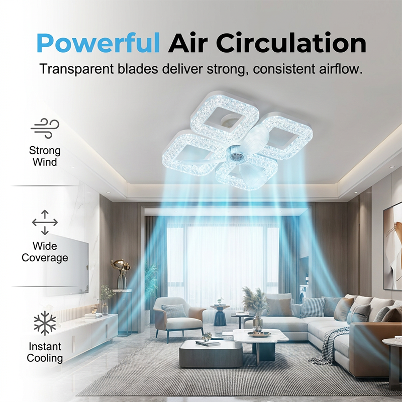 Modern LED Ceiling Fan with Light & Remote
