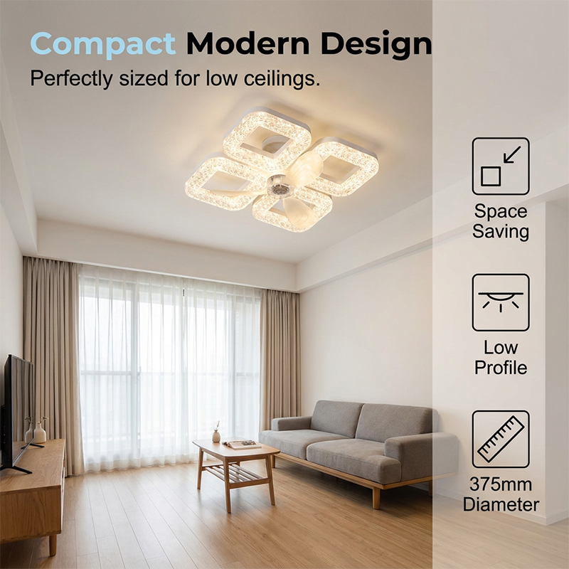 Modern LED Ceiling Fan with Light & Remote