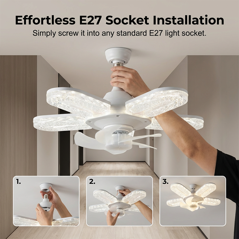 Crystal-Effect LED 5-Blade LED Fan Light