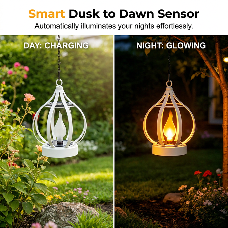 Realistic Flame Solar Hanging Lantern