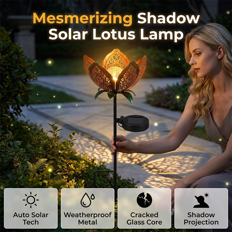 Solar Iron Lotus Garden Stake Light