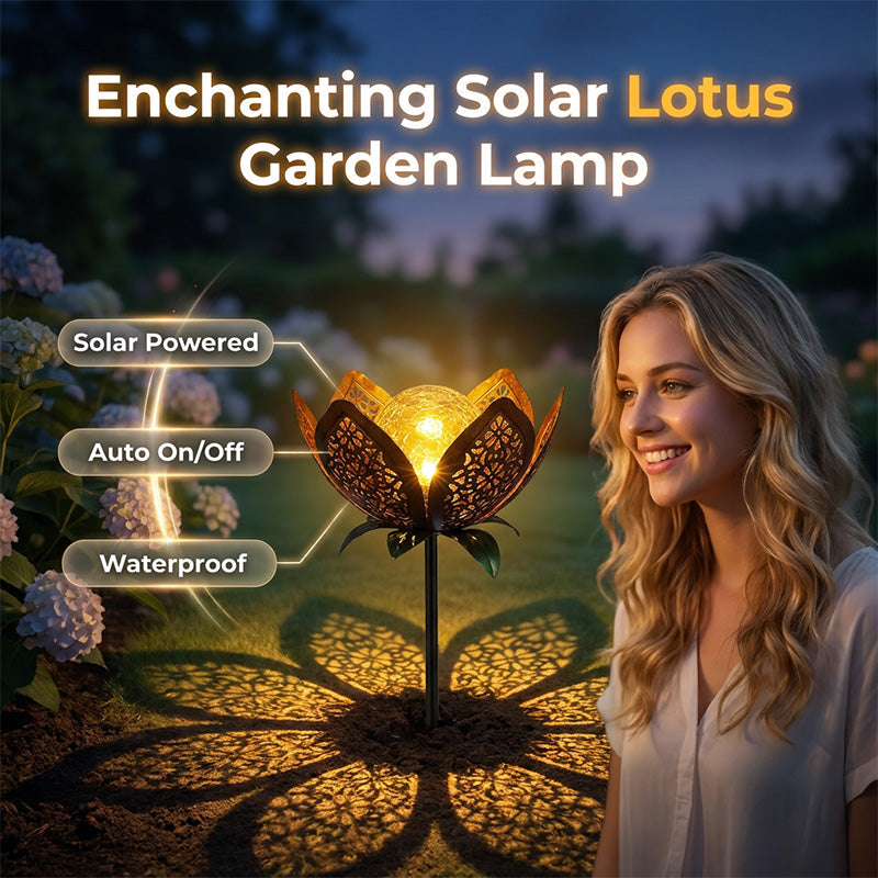 Solar Iron Lotus Garden Stake Light