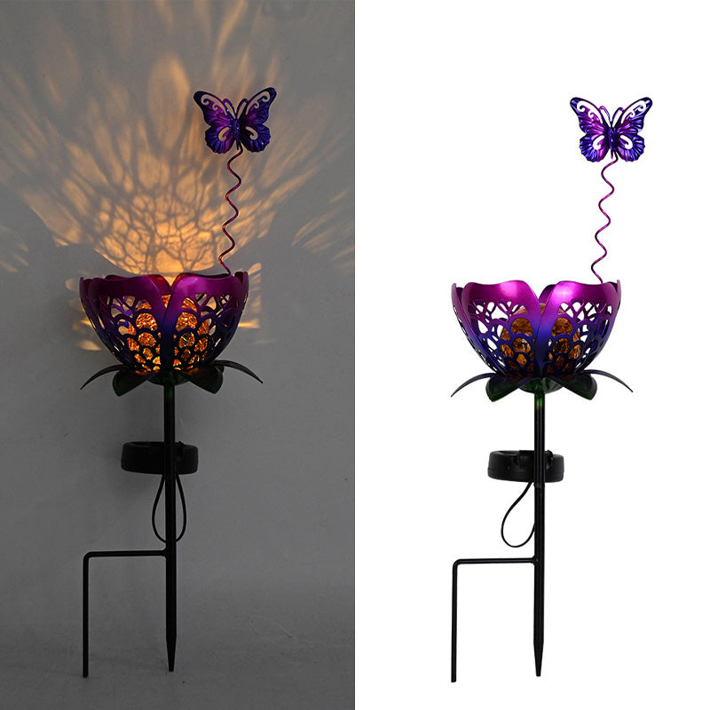 Solar Iron Lotus Garden Stake Light