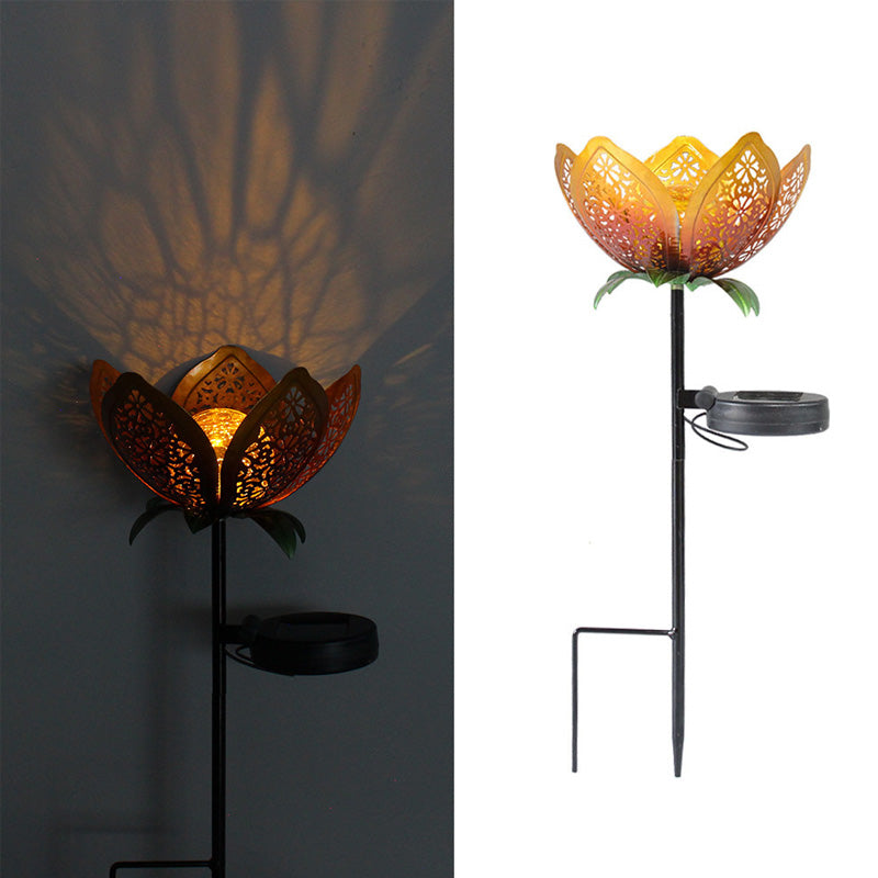 Solar Iron Lotus Garden Stake Light
