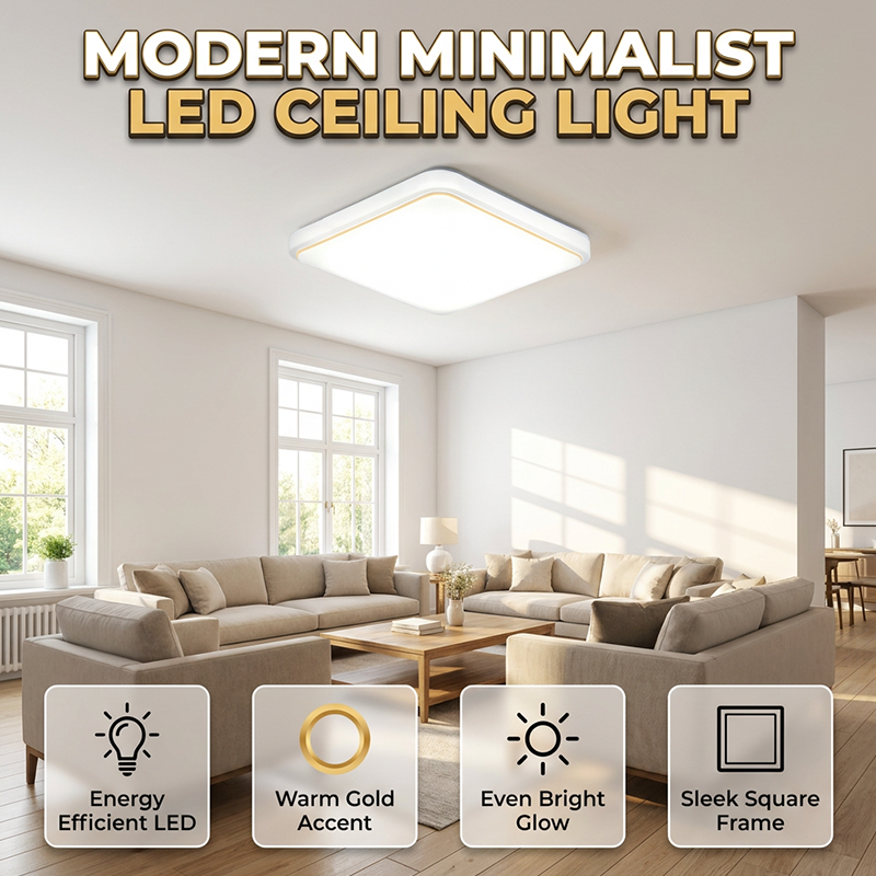 💡Modern Minimalist LED Ceiling Light – Eye-caring & 3-color dimmable – Square flush mount – sleek and energy-efficient 🏠💡