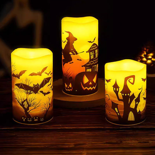 🎃 3Pcs Halloween Battery Operated Flameless LED Candles – Realistic Flicker, Safe & Spooky Decor 🕯️