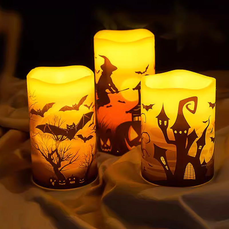 🎃 3Pcs Halloween Battery Operated Flameless LED Candles – Realistic Flicker, Safe & Spooky Decor 🕯️