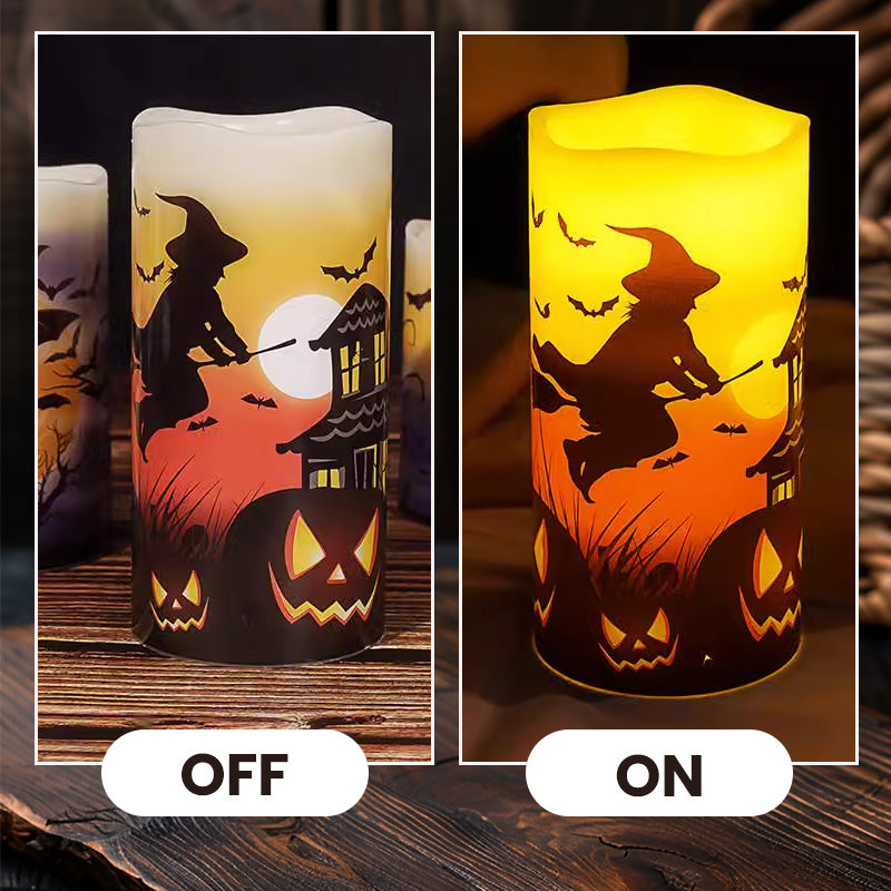 🎃 3Pcs Halloween Battery Operated Flameless LED Candles – Realistic Flicker, Safe & Spooky Decor 🕯️