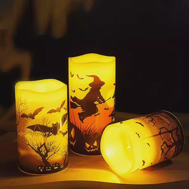 🎃 3Pcs Halloween Battery Operated Flameless LED Candles – Realistic Flicker, Safe & Spooky Decor 🕯️