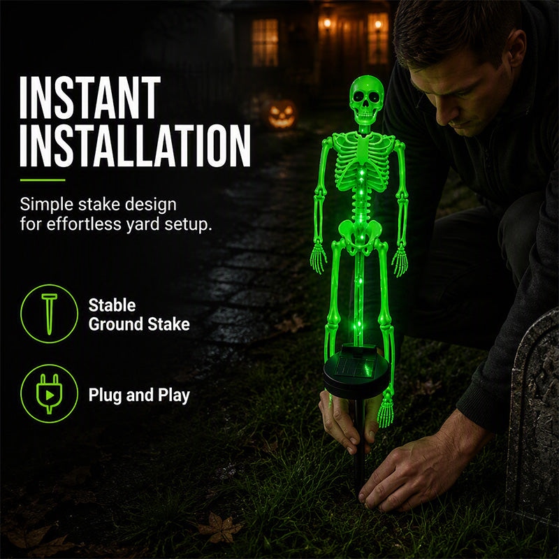 Solar Skeleton Ground Stake Lights Outdoor Waterproof Halloween Decor Lights