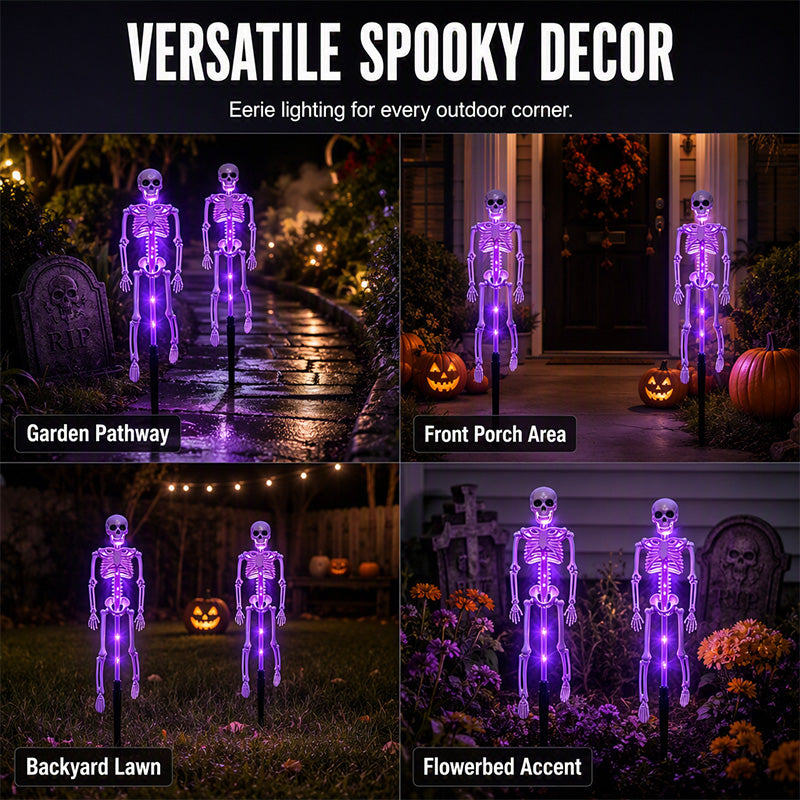 Solar Skeleton Ground Stake Lights Outdoor Waterproof Halloween Decor Lights
