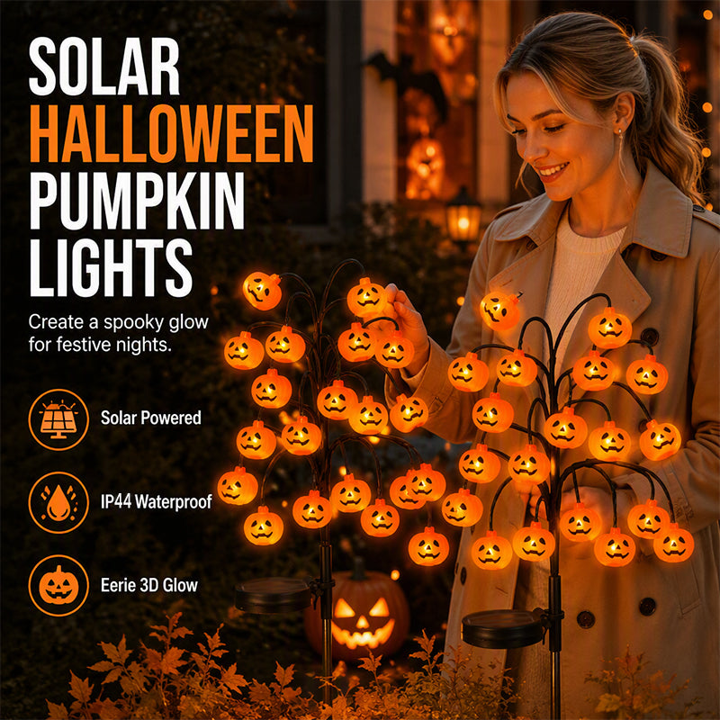 🎃🦇 43% OFF!👻Waterproof Halloween Pumpkin Solar Branch Lights