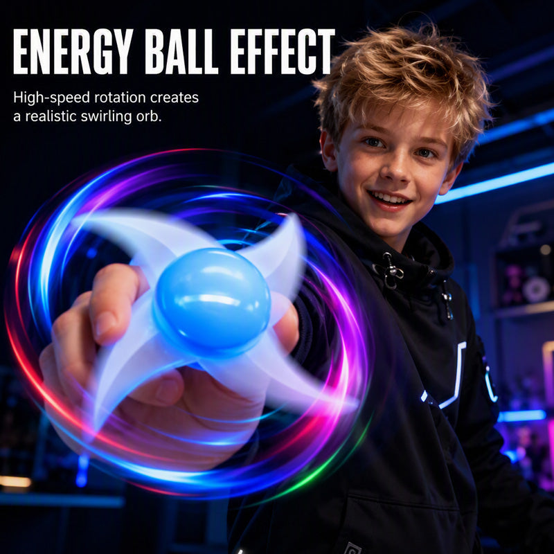 🌀 Glowing Shuriken Prop – LED Spiral, Rotating ✅