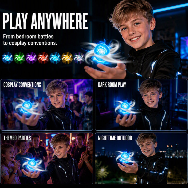 🌀 Glowing Shuriken Prop – LED Spiral, Rotating ✅