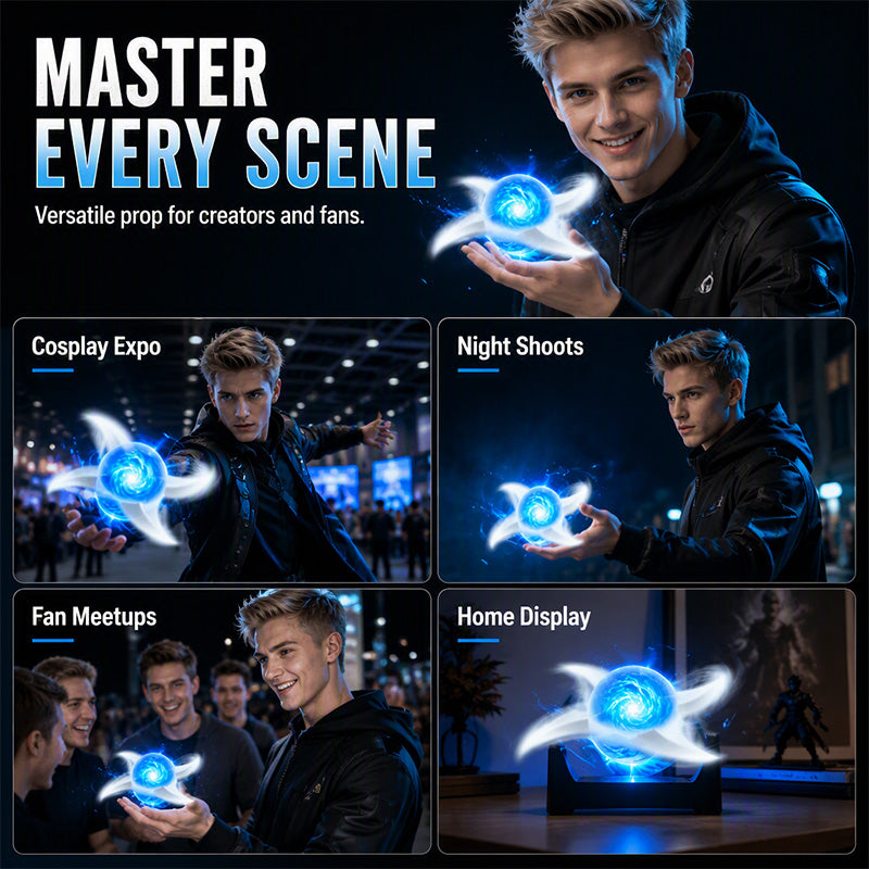 🌀 Glowing Shuriken Prop – LED Spiral, Rotating ✅