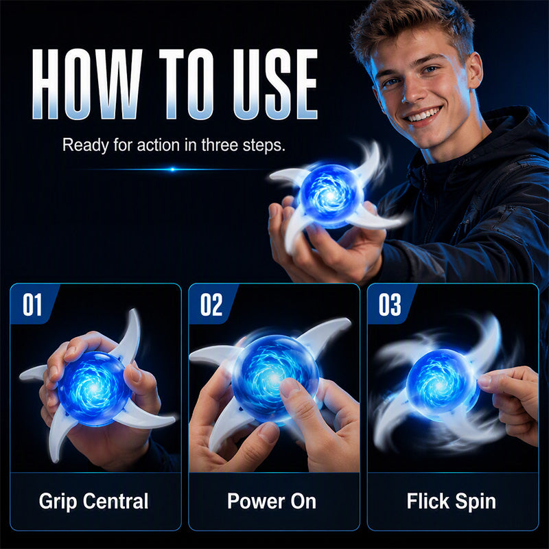 🌀 Glowing Shuriken Prop – LED Spiral, Rotating ✅