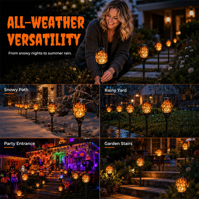 🎃 Halloween Deal | Solar Skull Stake Lights
