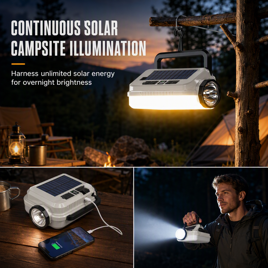 🏕️ Multi-Functional — Lantern, Work Light & Device Charger