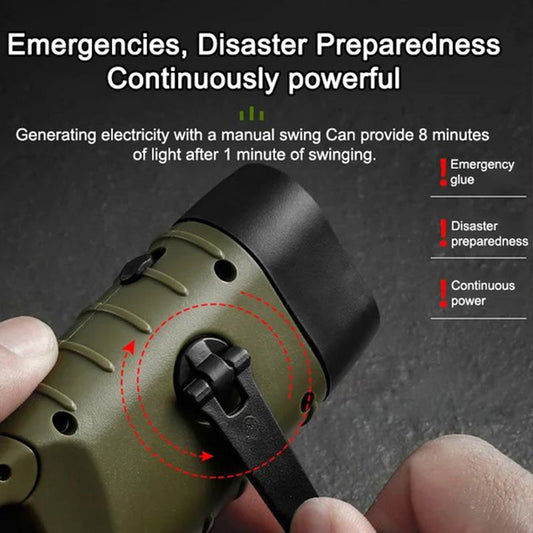 Stay Lit Anywhere! No-Battery Solar Crank Flashlight